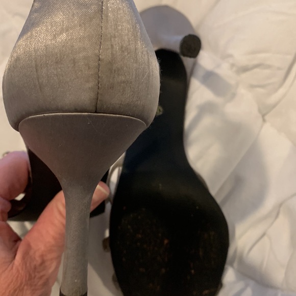 Jacqueline Ferrar Silver Open Toe Ankle Strap Evening Size 9.5 - Picture 6 of 9